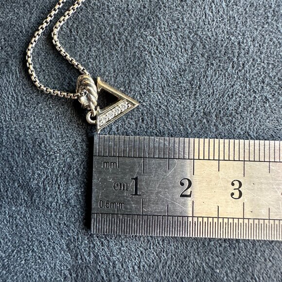 David Yurman Pavé Initial V Charm Necklace in Sterling Silver w/ White Diamonds - Picture 12 of 14